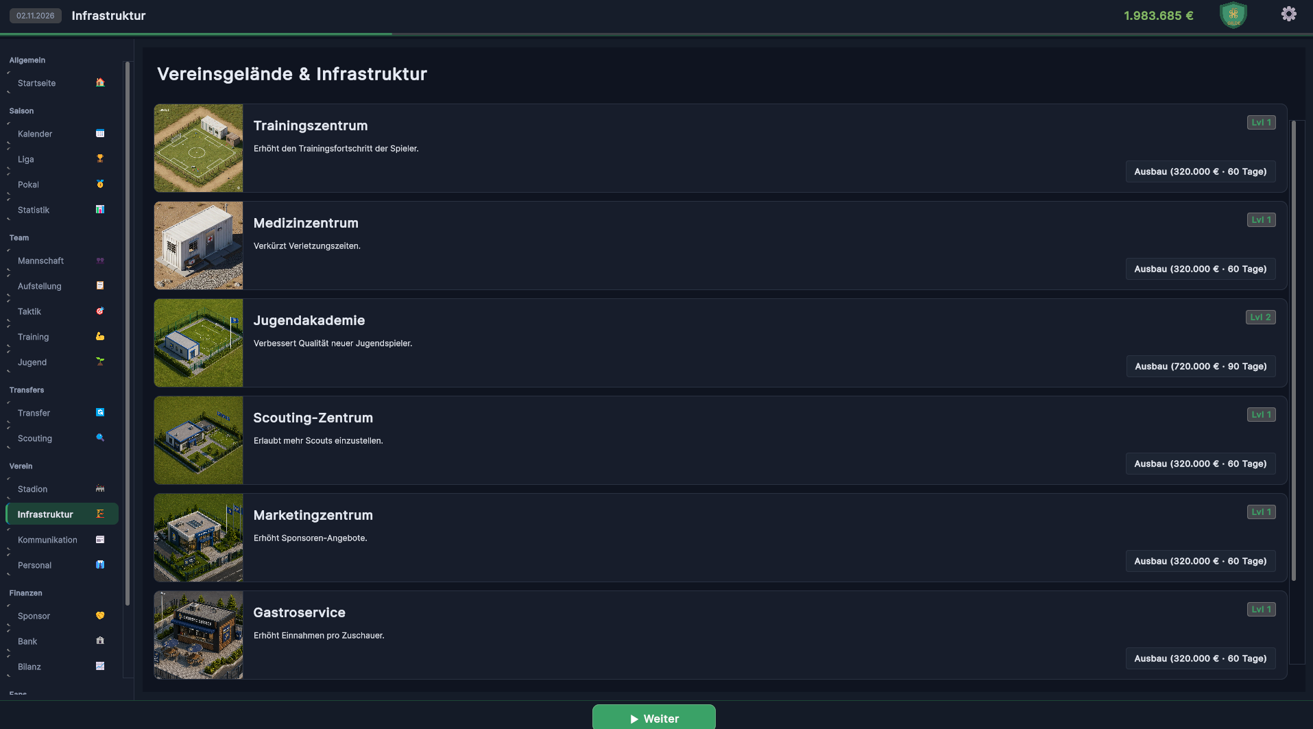 Ausbaubare Vereinsinfrastruktur in XFM